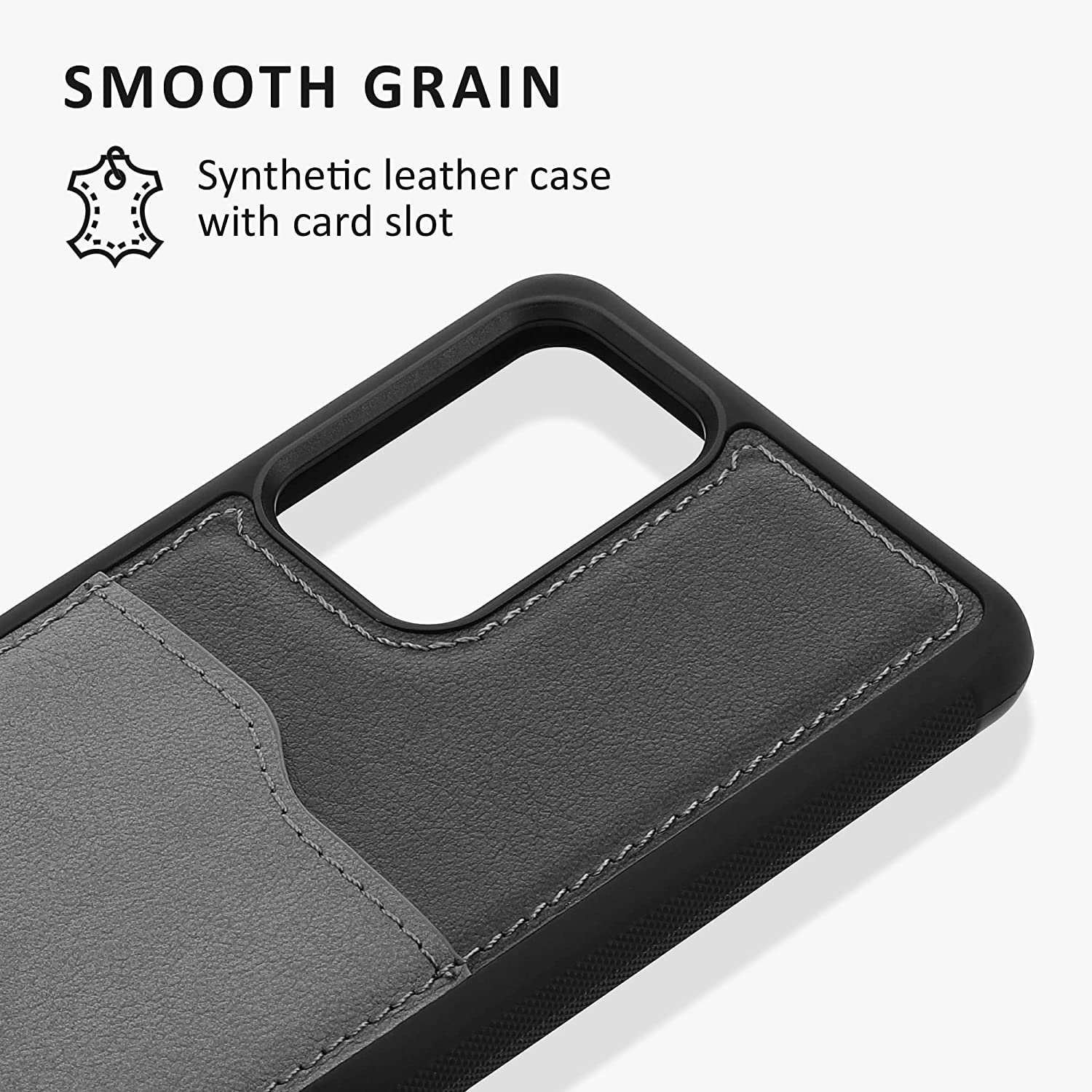 Kalibri Samsung Galaxy A52 / A52 5G / A52s 5G Σκληρή Θήκη με Επένδυση Συνθετικού Δέρματος και Υποδοχή για Κάρτα - Grey / Light Grey - 59487.22