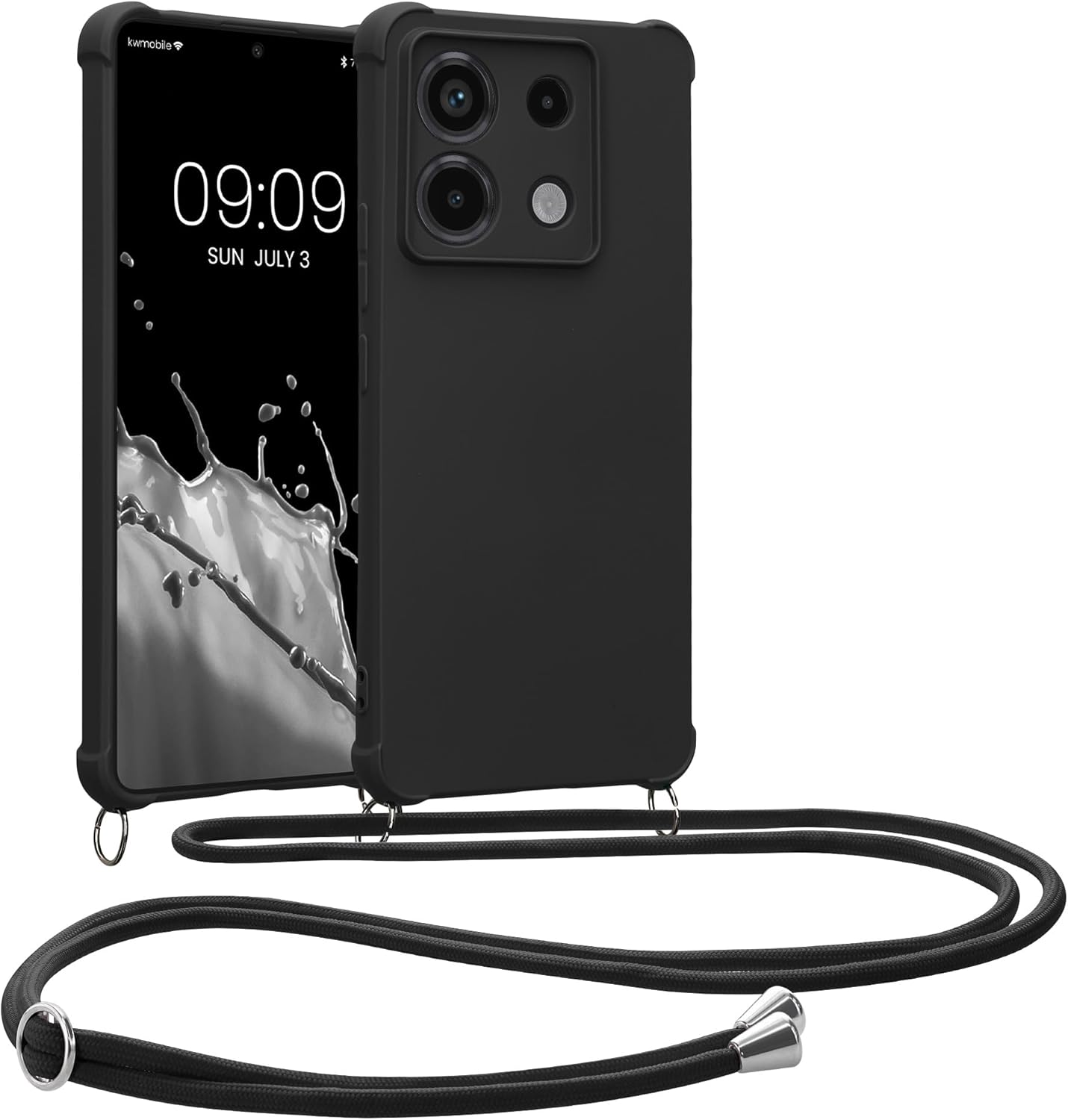 KW Xiaomi Redmi Note 13 Pro 5G / Poco X6 5G Θήκη Σιλικόνης TPU με Λουράκι - Black