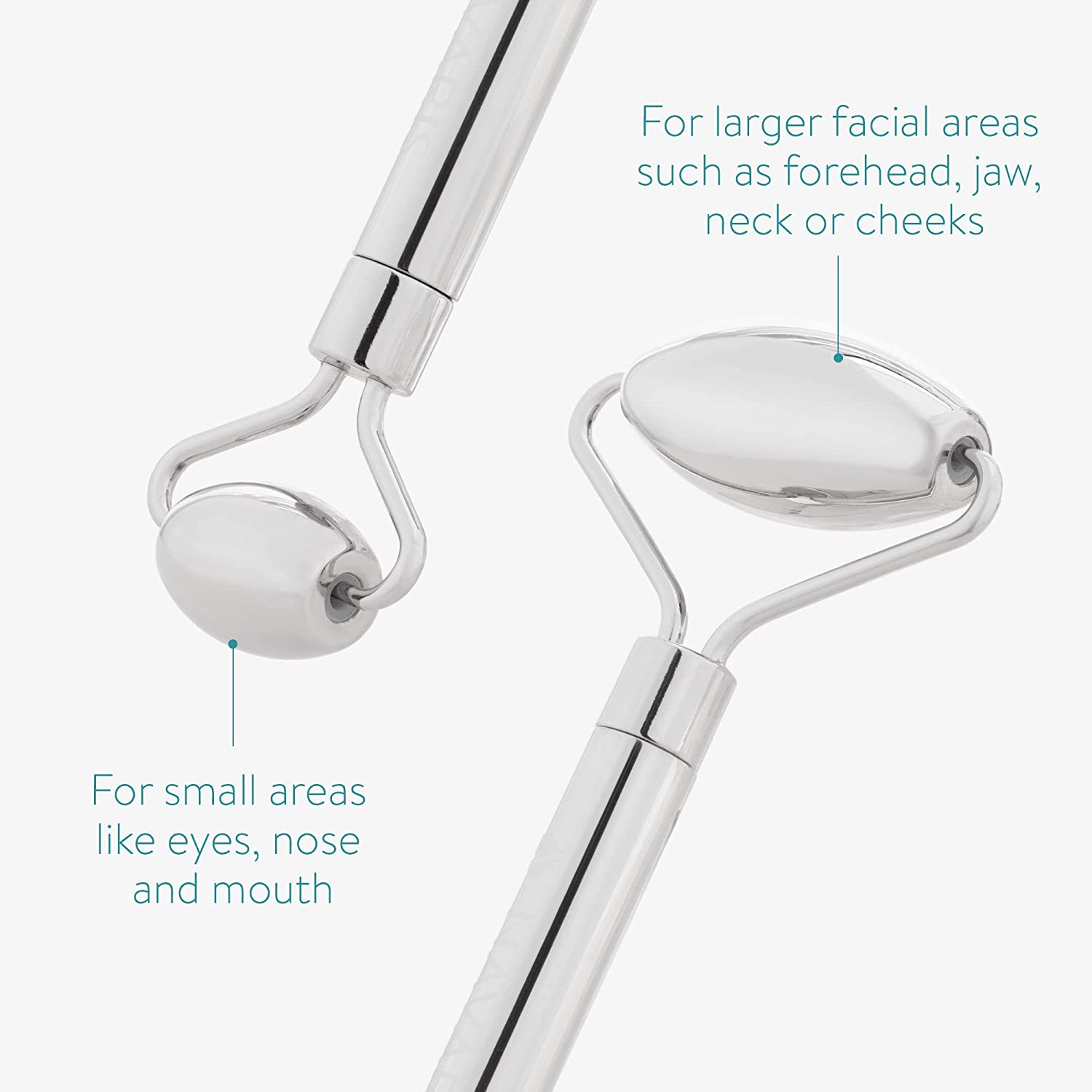 Navaris Face Roller Κύλινδρος από Ανοξείδωτο Ατσάλι για Μασάζ Προσώπου - Silver - 55455.01