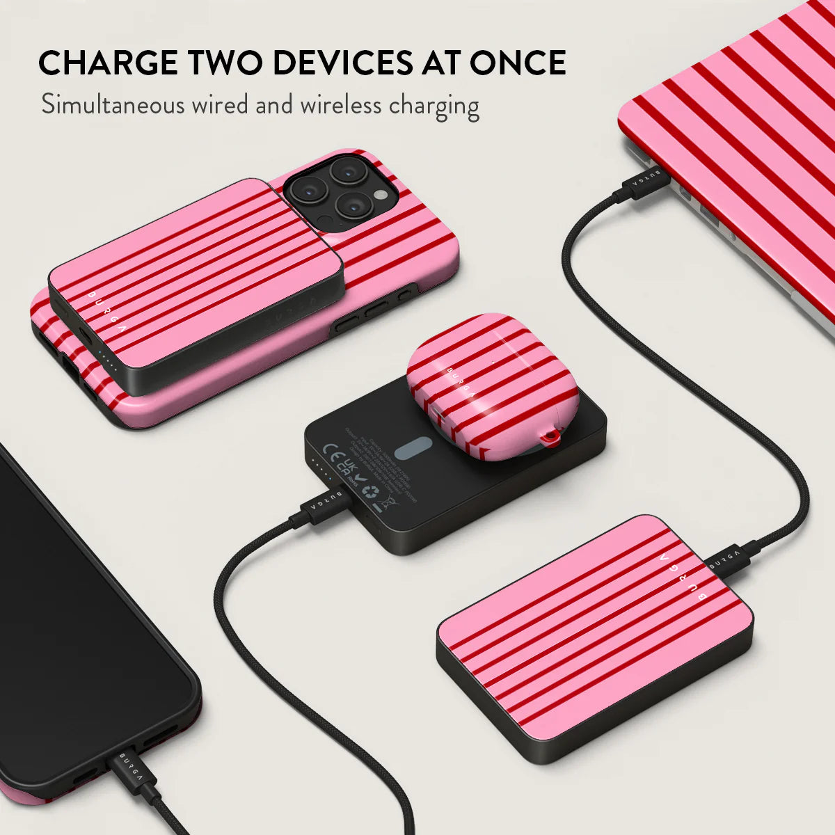 Burga Μαγνητικό Ασύρματο MagSafe PowerBank 5000mAh με Καλώδιο Type-C to Type-C - Gunmetal - Favorite Bikini