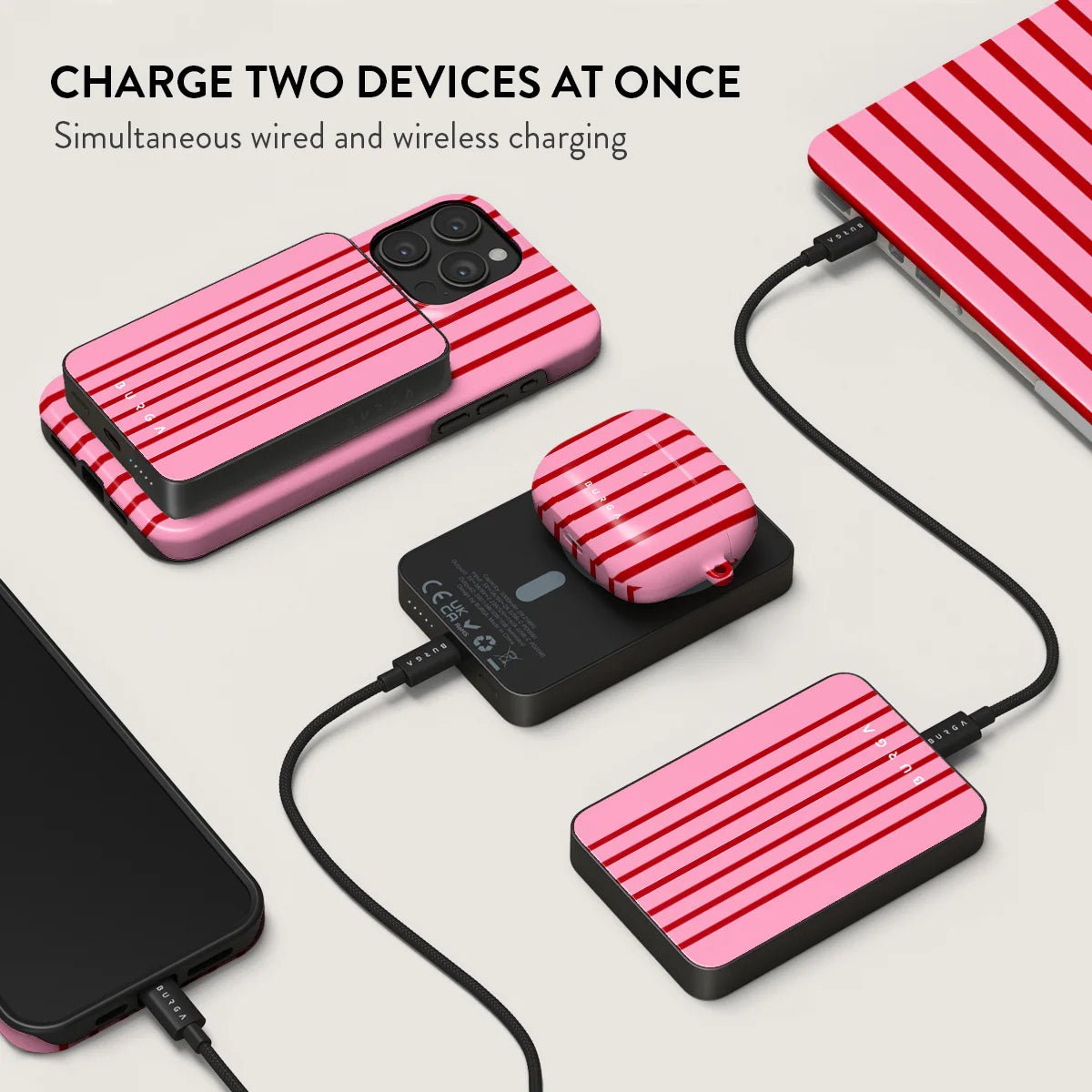 Burga Μαγνητικό Ασύρματο MagSafe PowerBank 5000mAh με Καλώδιο Type - C to Type - C - Gunmetal - Favorite Bikini