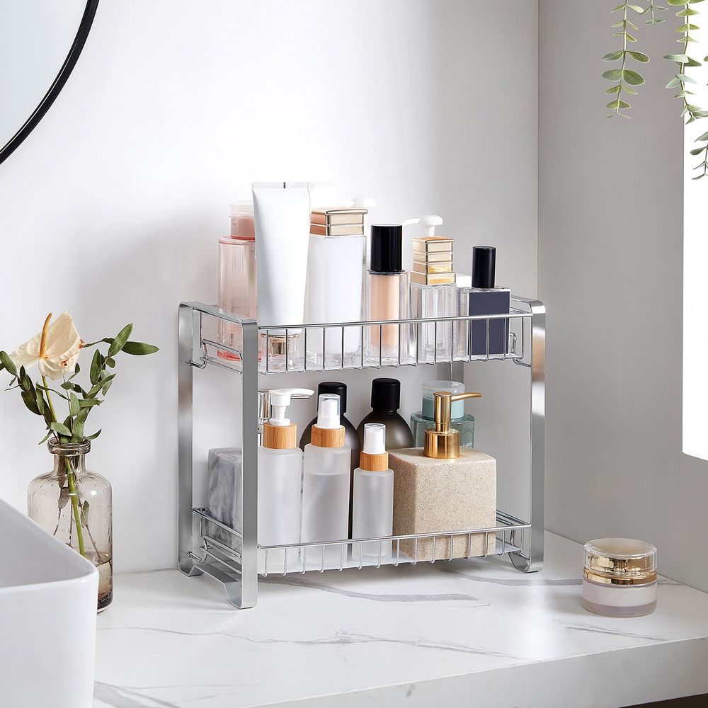 Songmics Μεταλλικό Ράφι Κουζίνας 2 Επιπέδων - Silver - KCS013E01