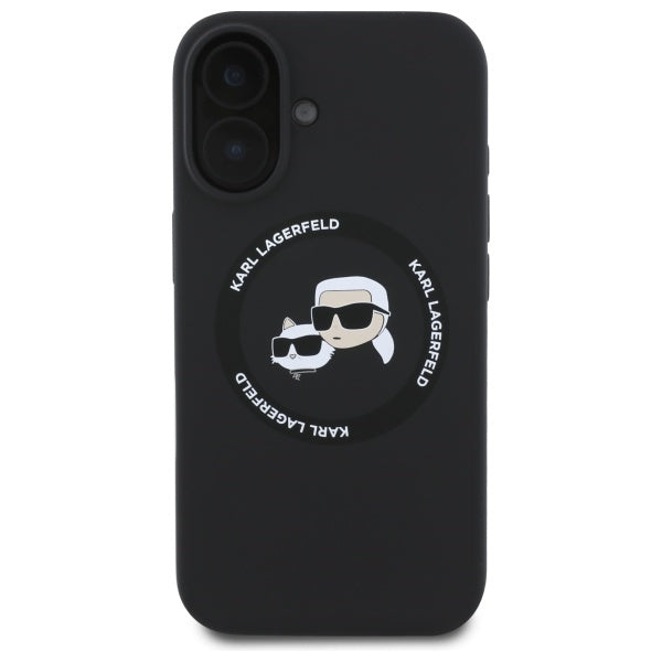 Karl Lagerfeld iPhone 16 - Silicone Karl and Choupette Heads - Θήκη Σιλικόνης με MagSafe - Black - KLHMP16SSKCHTCK