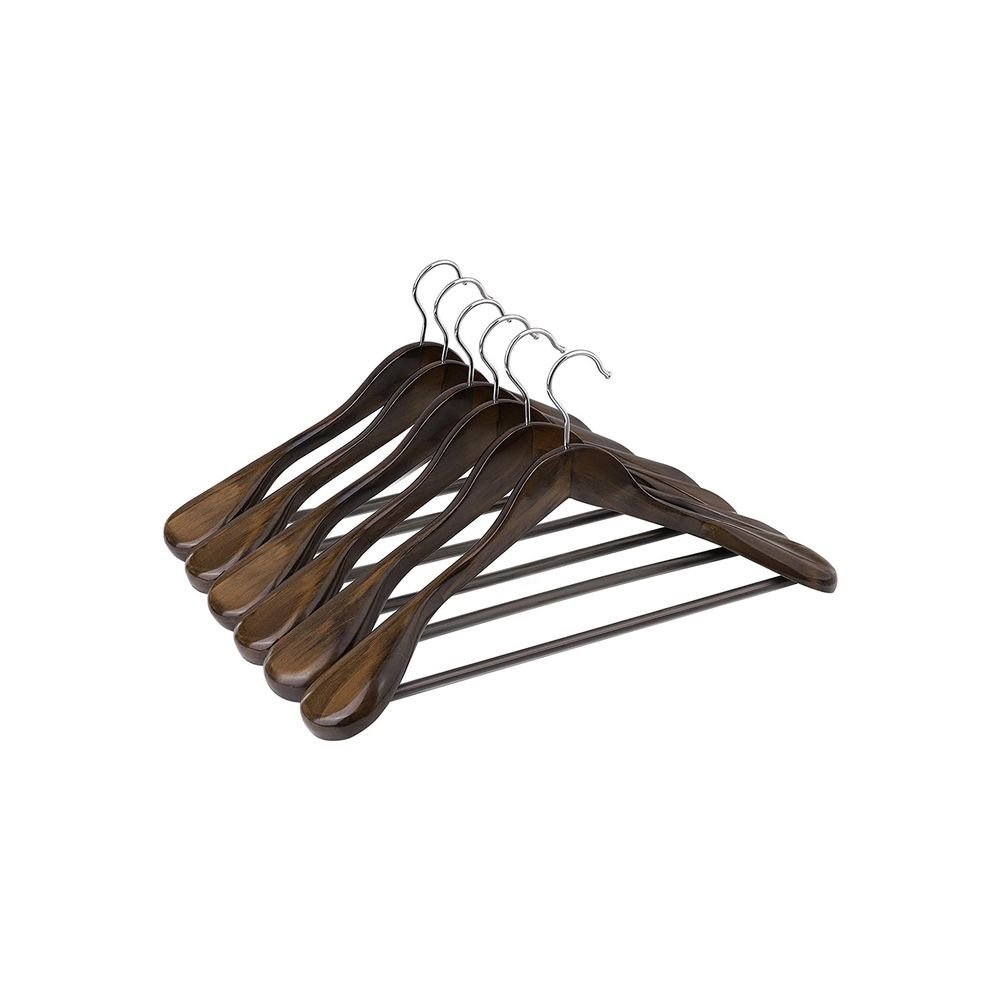 Songmics Σετ με 6 Ξύλινες Κρεμάστρες Ρούχων - Dark Walnut - CRSH06V