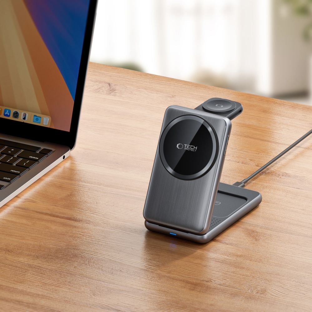 Tech - Protect QI15W - A42 3in1 Ασύρματος Μαγνητικός Φορτιστής MagSafe - Space Grey