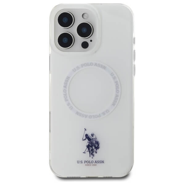 US Polo iPhone 16 Pro - IML Ring - MagSafe Σκληρή Θήκη με Πλαίσιο Σιλικόνης - White - USHMP16LHOCLDPW