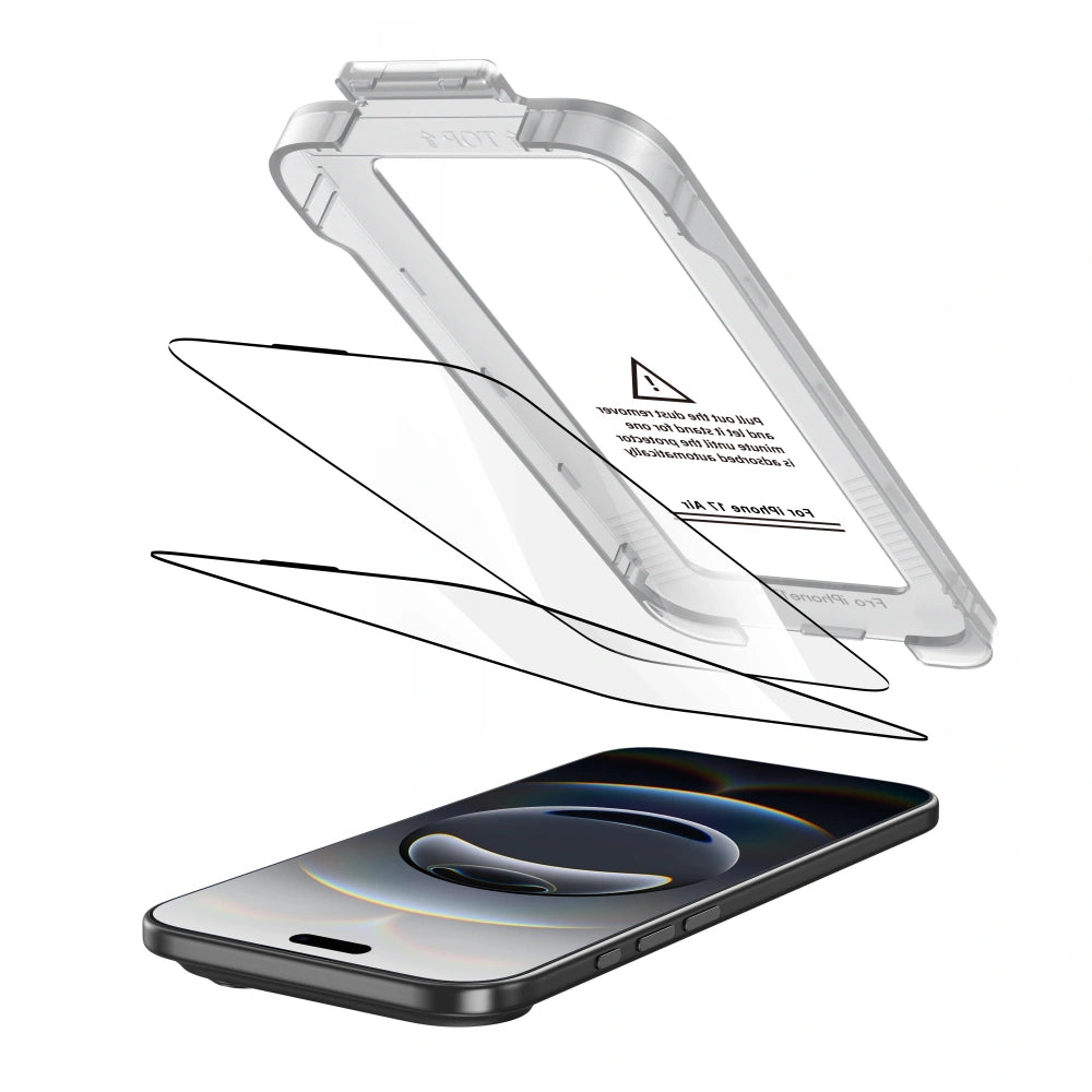 Tech-Protect iPhone Air - Quick Set+ - Σετ με 2 Full Screen Αντιχαρακτικά Γυαλιά Οθόνης με Οδηγό Τοποθέτησης - Black