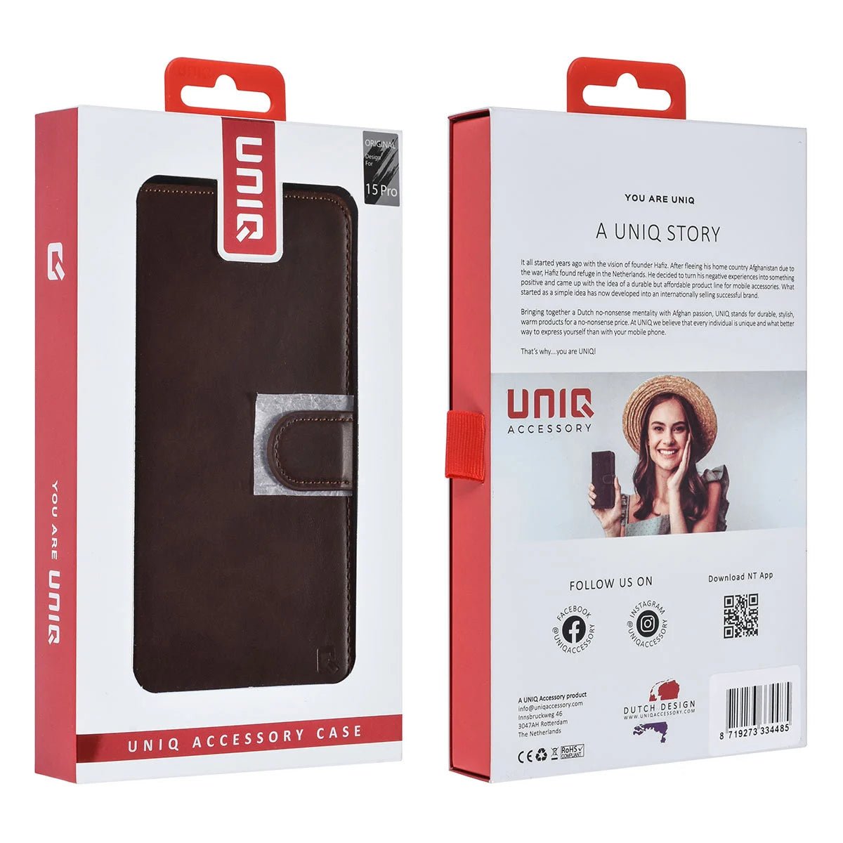 Tuniq iPhone 15 Pro - 2 σε 1 - Θήκη Πορτοφόλι από Δερματίνη με Αποσπώμενη Θήκη - Καφέ