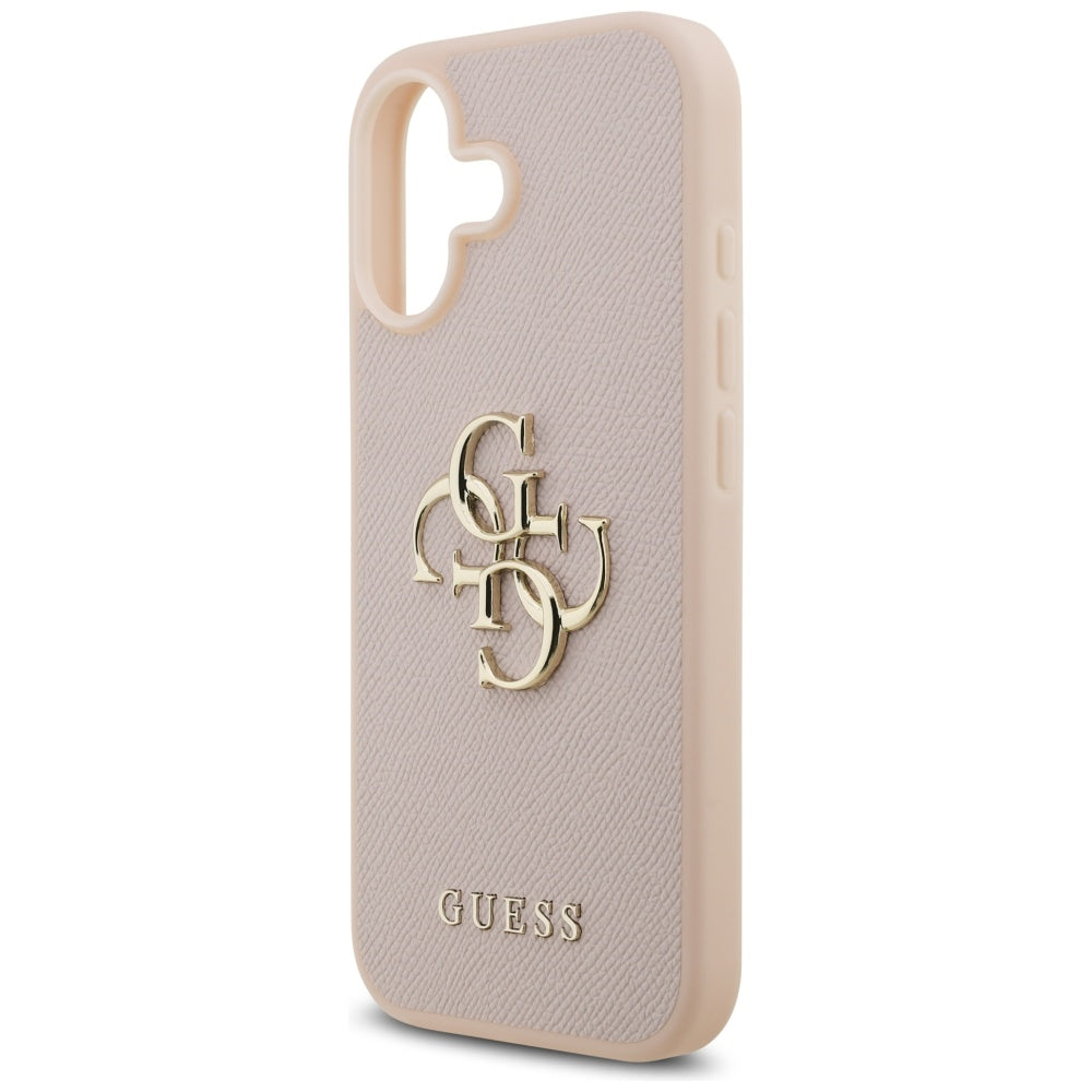 Guess iPhone 17 - Grained Big 4G and Classic Logo - Σκληρή Θήκη με Επένδυση από Οικολογικό Δέρμα - Pink - GUHCP17SPGT4MBP