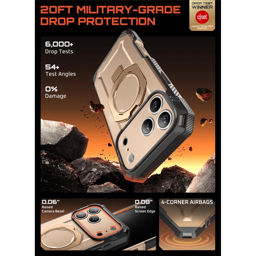 Supcase iPhone 17 Pro Max - UB Grip Pro Mag - Σκληρή Θήκη με Προστασία Οθόνης και MagSafe / Stand - Desert Gold