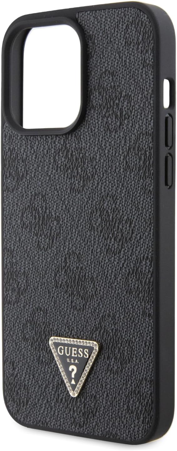 Guess iPhone 15 Pro Max - Crossbody 4G Metal Logo Θήκη με Επένδυση Συνθετικού Δέρματος και Λουράκι - Black - GUHCP15XP4TDSCPK