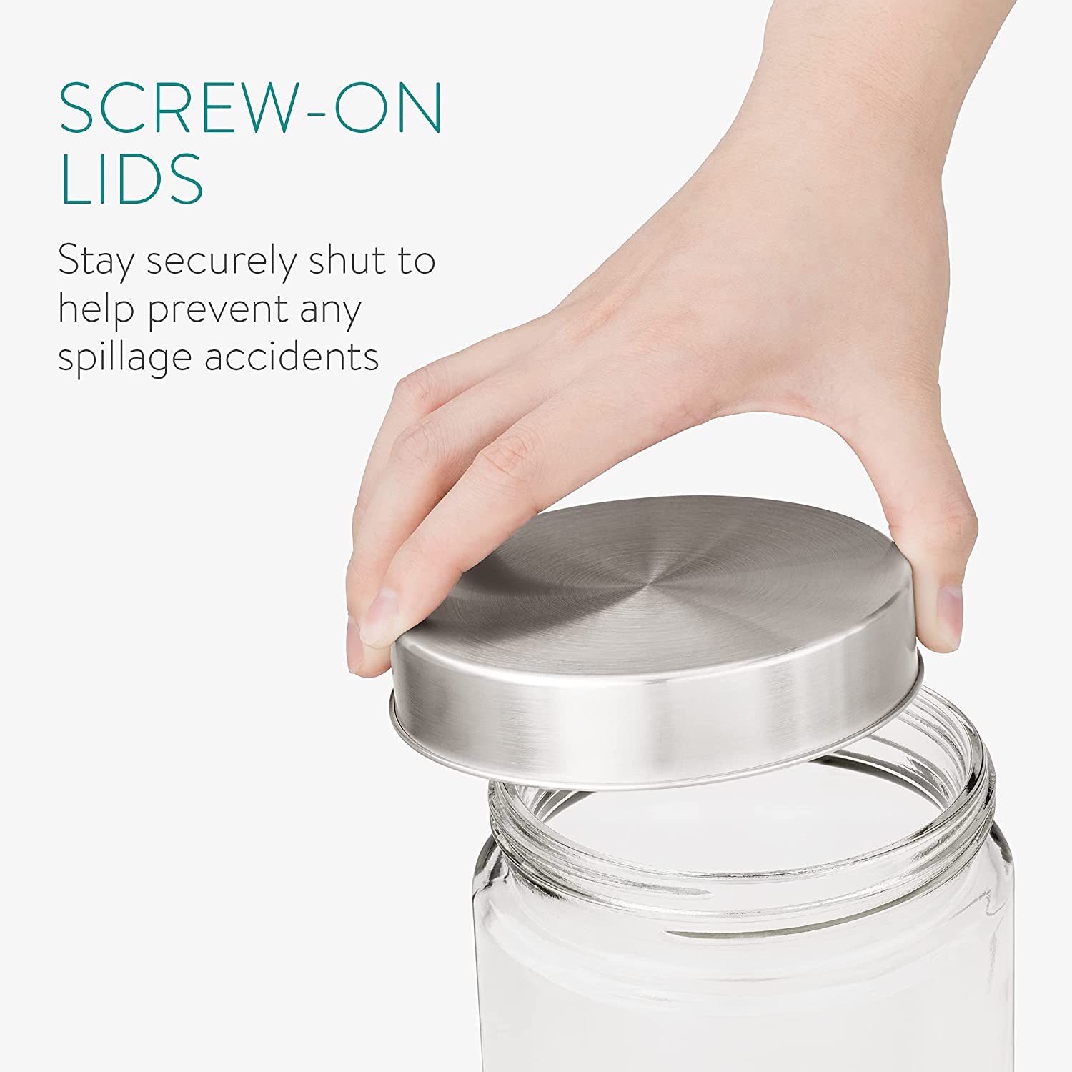 Navaris Glass Storage Jars Set Σετ 4 Γυάλινα Βάζα Αποθήκευσης - 1.2L - Διάφανα - 53173.01.04