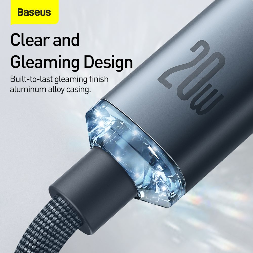 Baseus Crystal Shine Cable Type - C to Lightning PD 20W - Καλώδιο Δεδομένων και Γρήγορης Φόρτισης Type - C to Lightning 1.2M - Black - CAJY000201