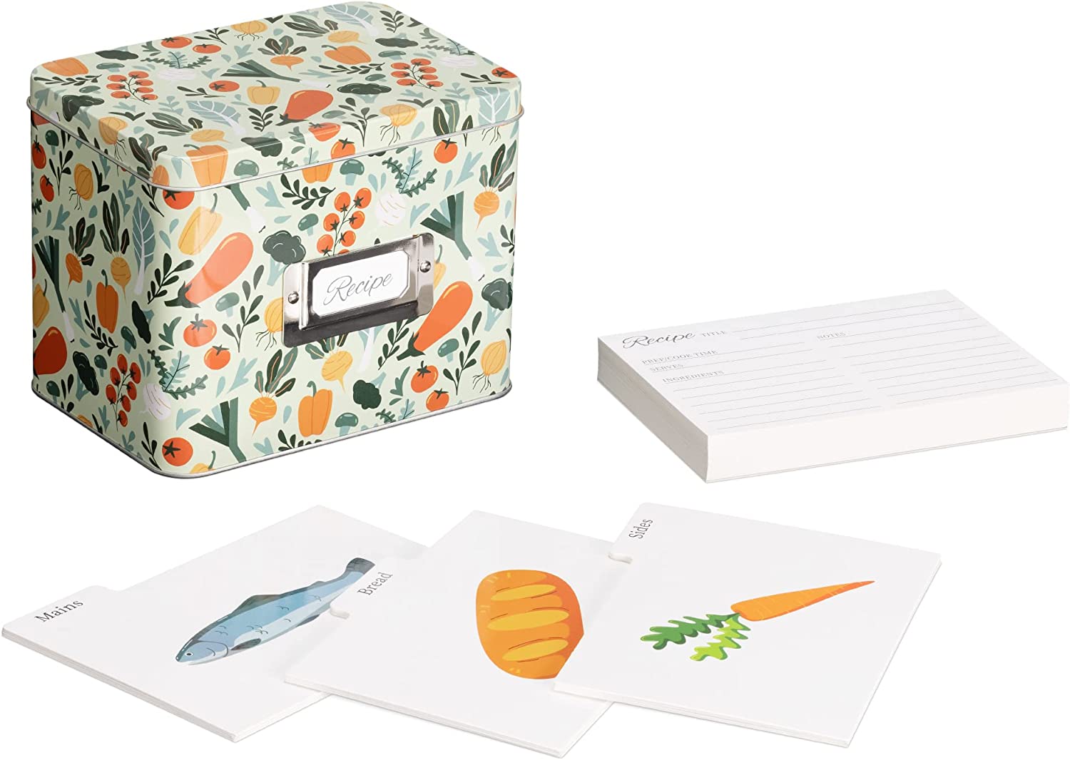 Navaris Μεταλλικό Κουτί Αποθήκευσης για Κάρτες Συνταγών - Green - Multicolor - 56907.01