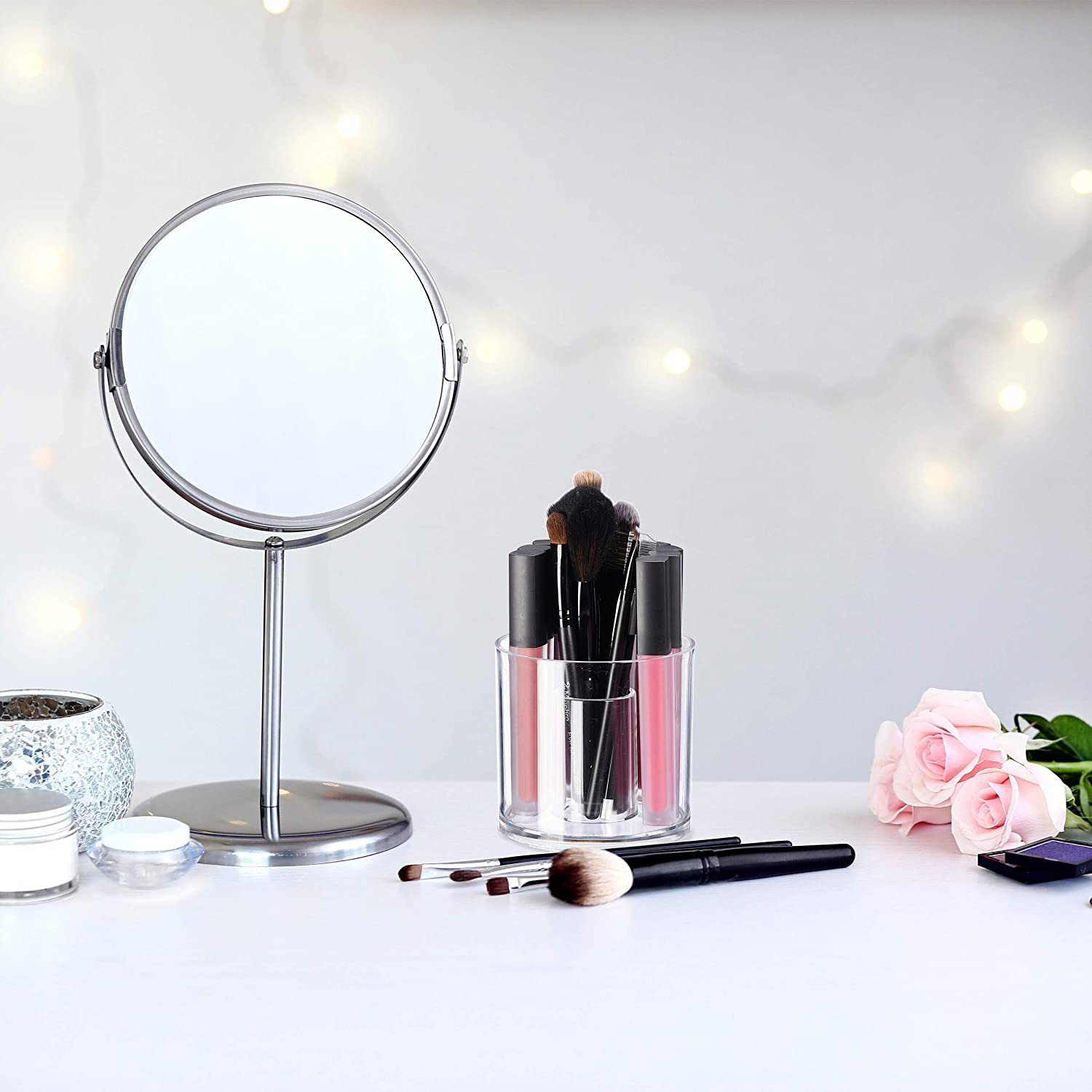 Relaxdays Σετ με 3 Κουτιά Αποθήκευσης Αξεσουάρ Μπάνιου με Καπάκι από Μπαμπού - Natural / White - 4052025906030