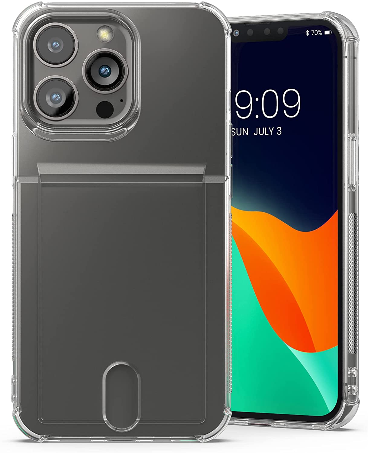 KW iPhone 13 Pro Θήκη Σιλικόνης TPU με Υποδοχή για Κάρτα / Φωτογραφία - Διάφανη - 57524.03