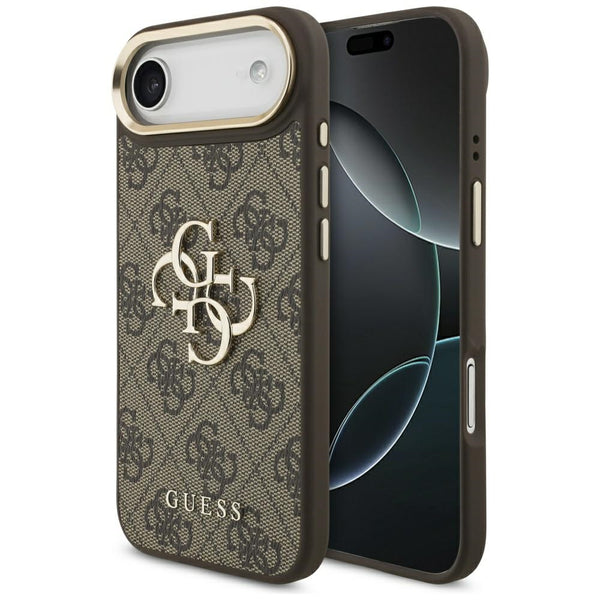 Guess iPhone Air - 4G Big 4G Classic Logo - Σκληρή Θήκη με Πλαίσιο Σιλικόνης και Επένδυση από Οικολογικό Δέρμα - Brown / Gold - GUHCP17M4GMGCBR