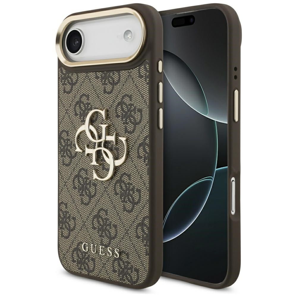 Guess iPhone Air - 4G Big 4G Classic Logo - Σκληρή Θήκη με Πλαίσιο Σιλικόνης και Επένδυση από Οικολογικό Δέρμα - Brown / Gold - GUHCP17M4GMGCBR