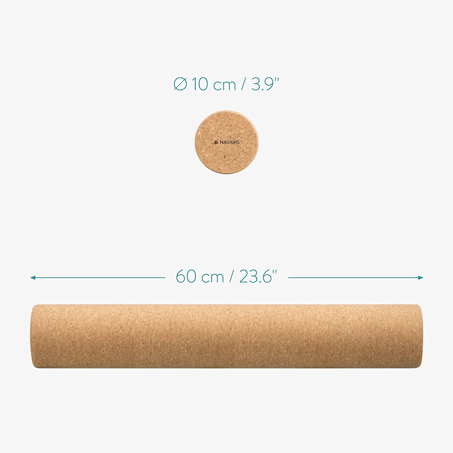 Navaris Fascia Roller Cork - Κύλινδρος Γυμναστικής από Φελλό - 60 x 10cm - Light Brown - 47492.3