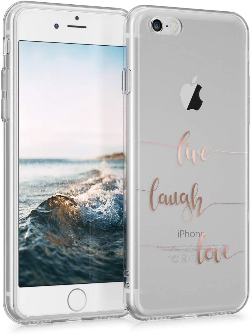 KW iPhone SE 2022 / SE 2020 / 7 / 8 Θήκη Σιλικόνης TPU Design Live Laugh Love - Rose Gold / Διάφανη - 46227.17