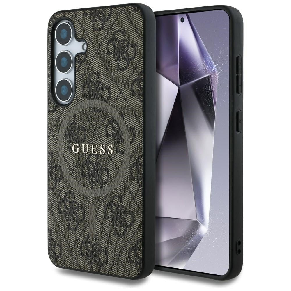 Guess Samsung Galaxy S25 Plus - Leather 4G Colored Ring Classic Logo - MagSafe Θήκη με Επένδυση Συνθετικού Δέρματος - Brown - GUHMS25MG4GFRW