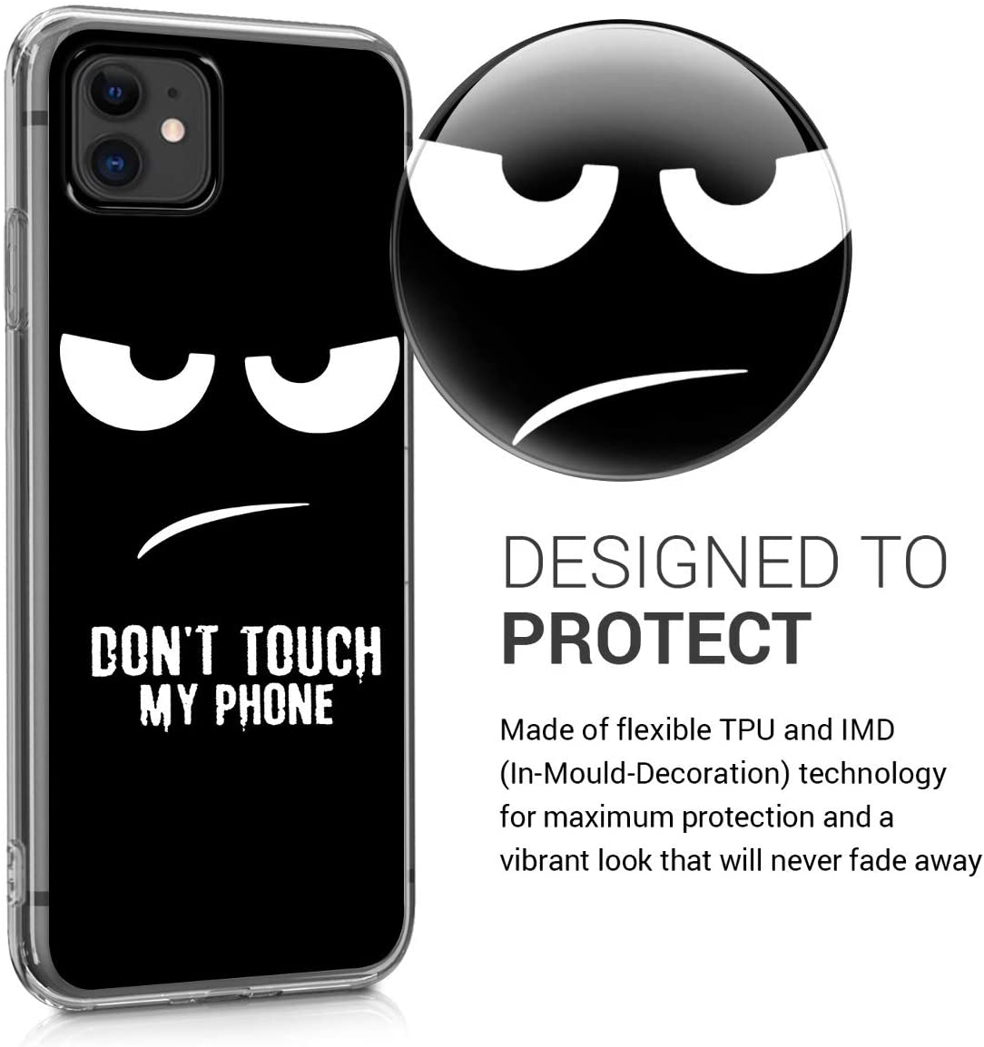 KW iPhone 11 Θήκη Σιλικόνης TPU Design Don't Touch My Phone - Black / White - 49793.10