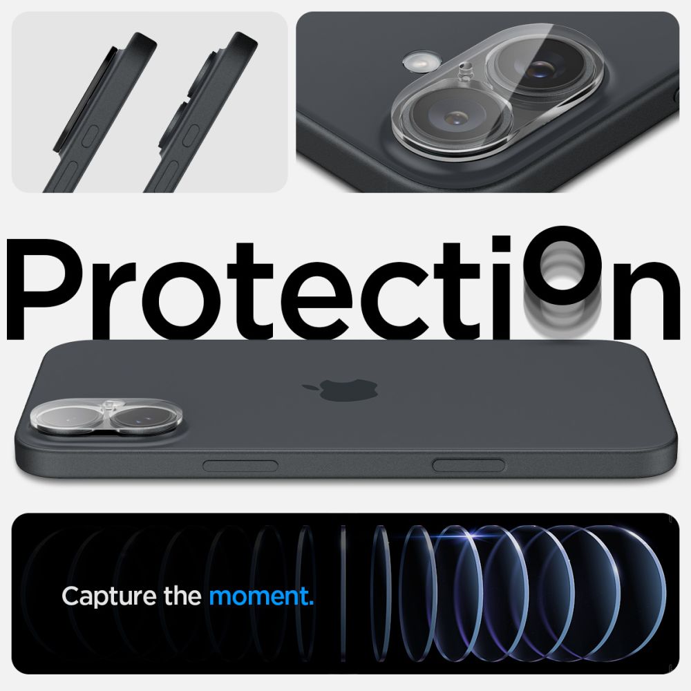 Spigen iPhone 16 / 16 Plus Optik Glas.TR Αντιχαρακτικό Γυαλί για την Κάμερα - 2 Τεμάχια - Διάφανο