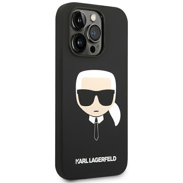 Karl Lagerfeld iPhone 14 Pro Silicone Karl's Head Θήκη Σιλικόνης - Black - KLHCP14LSLKHBK