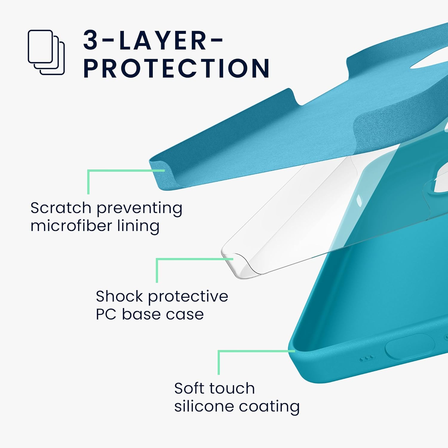 KW iPhone 16 Pro Θήκη Σιλικόνης Rubberized TPU - Cool Glacier