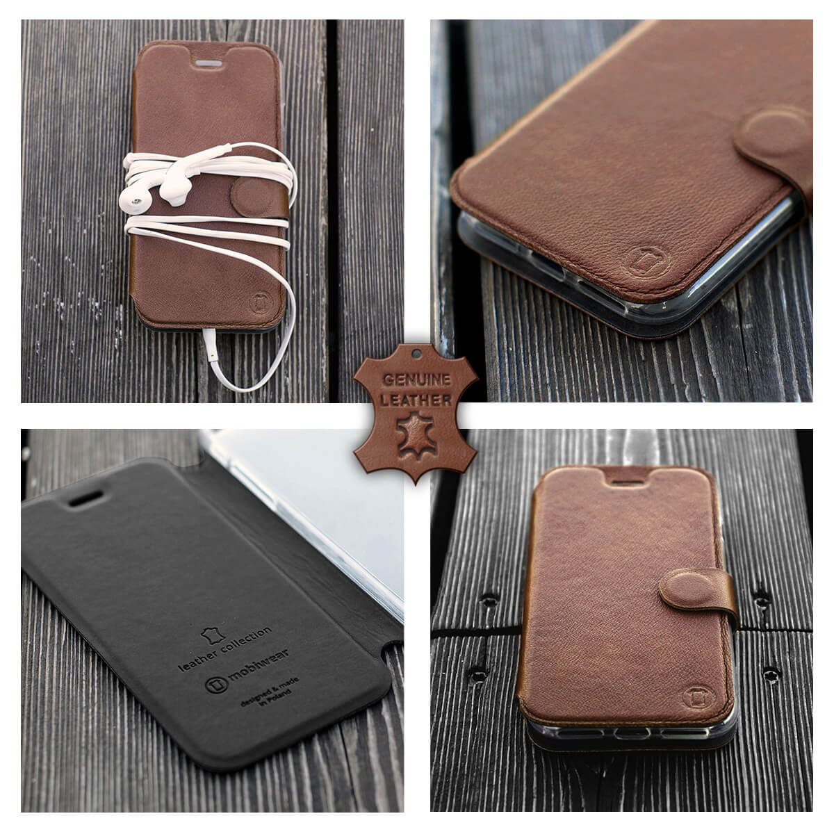 Mobiwear iPhone 14 Pro Max Θήκη Βιβλίο Slim Flip από Γνήσιο Δέρμα - Καφέ - L_BRS