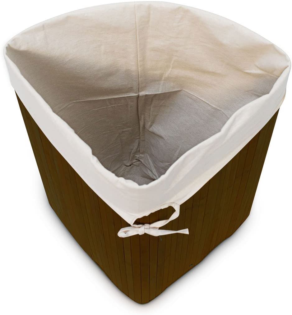 Relaxdays Καλάθι Απλύτων από Μπαμπού με Καπάκι - Brown / White - 4052025046781