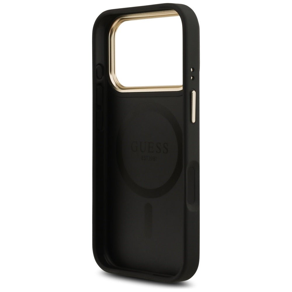 Guess iPhone 17 Pro - 4G Stripe MagSafe - Θήκη με Επένδυση Συνθετικού Δέρματος - Black - GUHMP17LPG4SEMCK