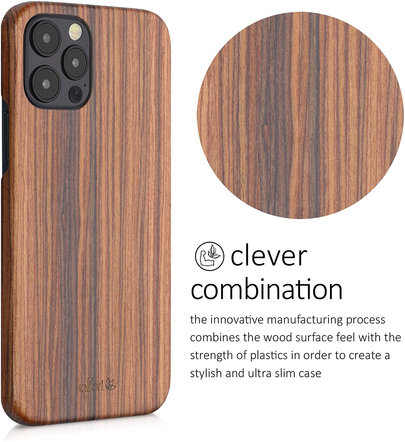 Kalibri iPhone 12 / iPhone 12 Pro Σκληρή Θήκη από Φυσικό Ξύλο - Brown - 53047.05