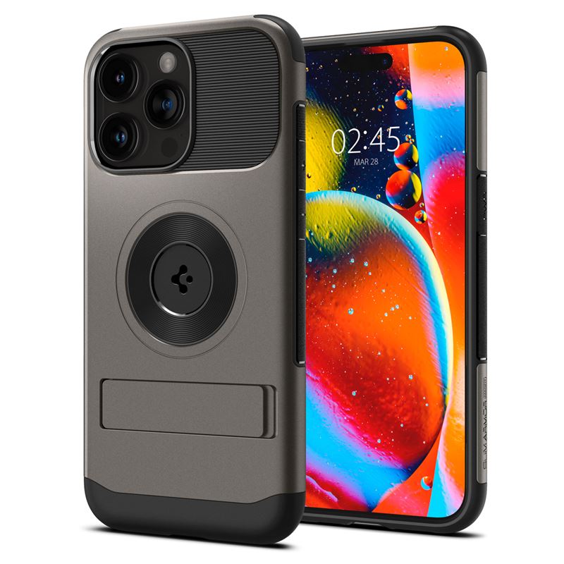 Spigen iPhone 15 Pro Max Slim Armor Mag Σκληρή Θήκη με Stand και MagSafe - Gunmetal