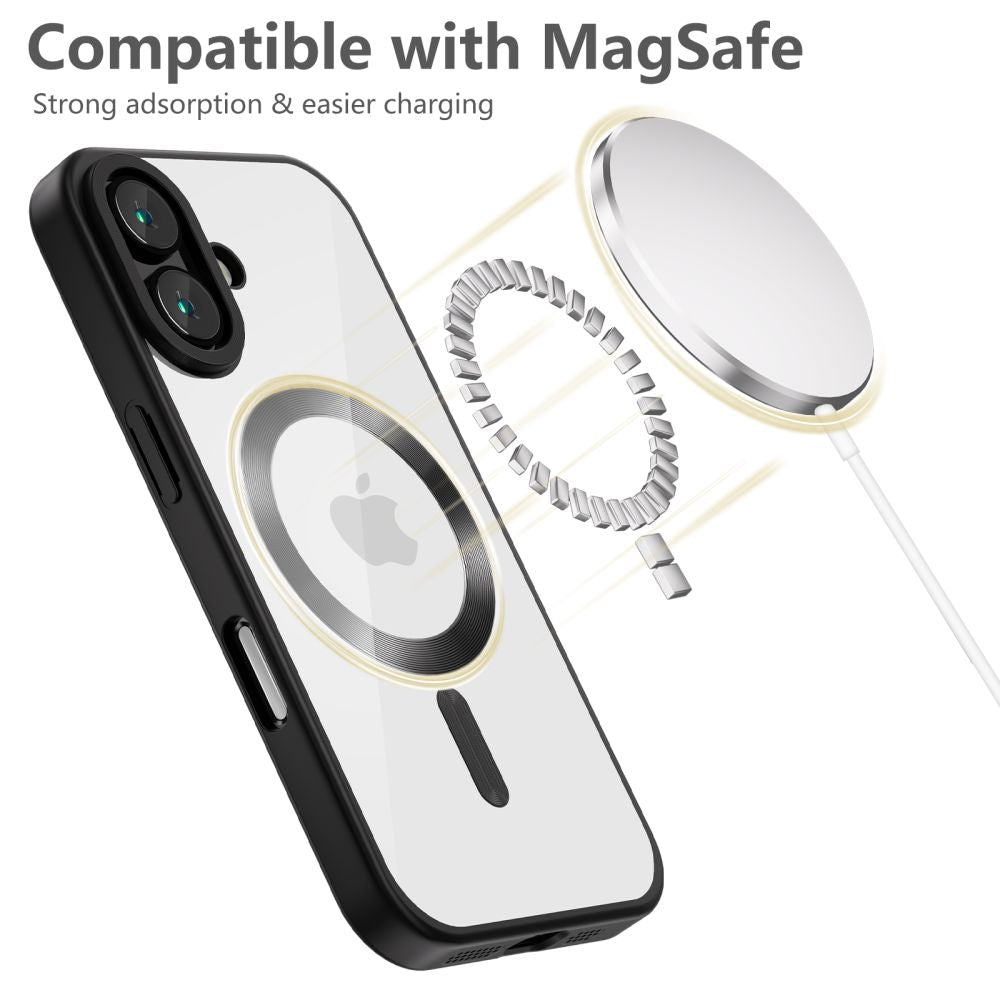 Tech-Protect iPhone 16 MagFlex Θήκη Σιλικόνης TPU με MagSafe - Διάφανη / Satin Black