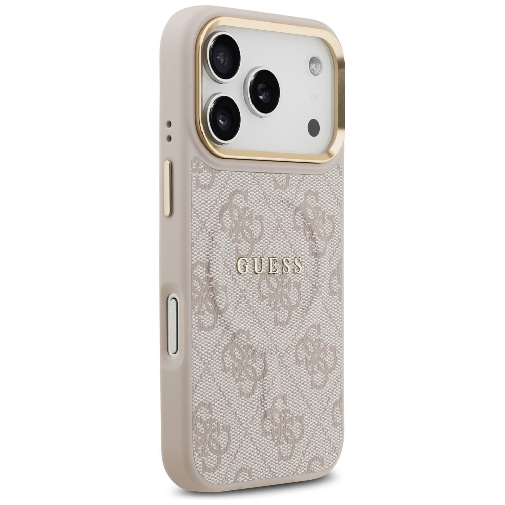Guess iPhone 17 Pro - 4G PU Classic Logo MagSafe - Σκληρή Θήκη με Πλαίσιο Σιλικόνης και Επένδυση Οικολογικού Δέρματος - Pink - GUHMP17LP4MSEGCP