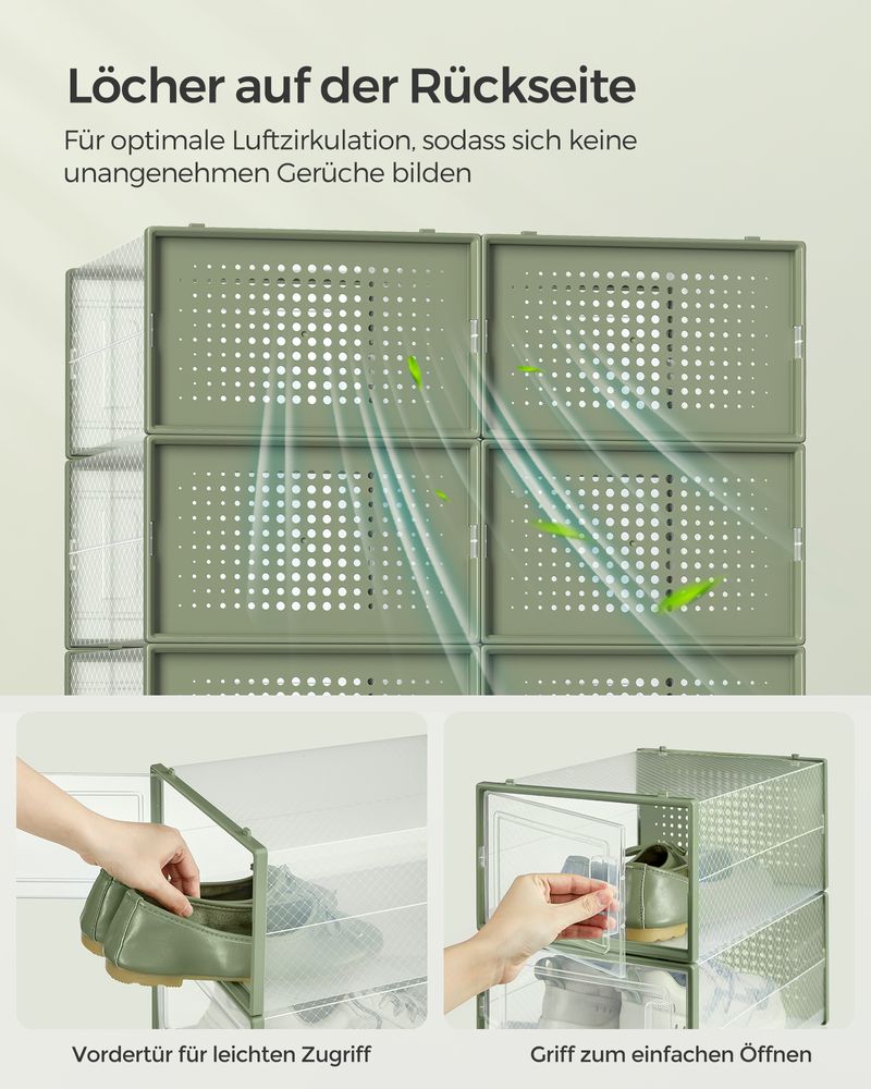 Songmics Σετ με 18 Κουτιά Αποθήκευσης Υποδημάτων - Laurel Green / Διάφανα - LSP18SG30