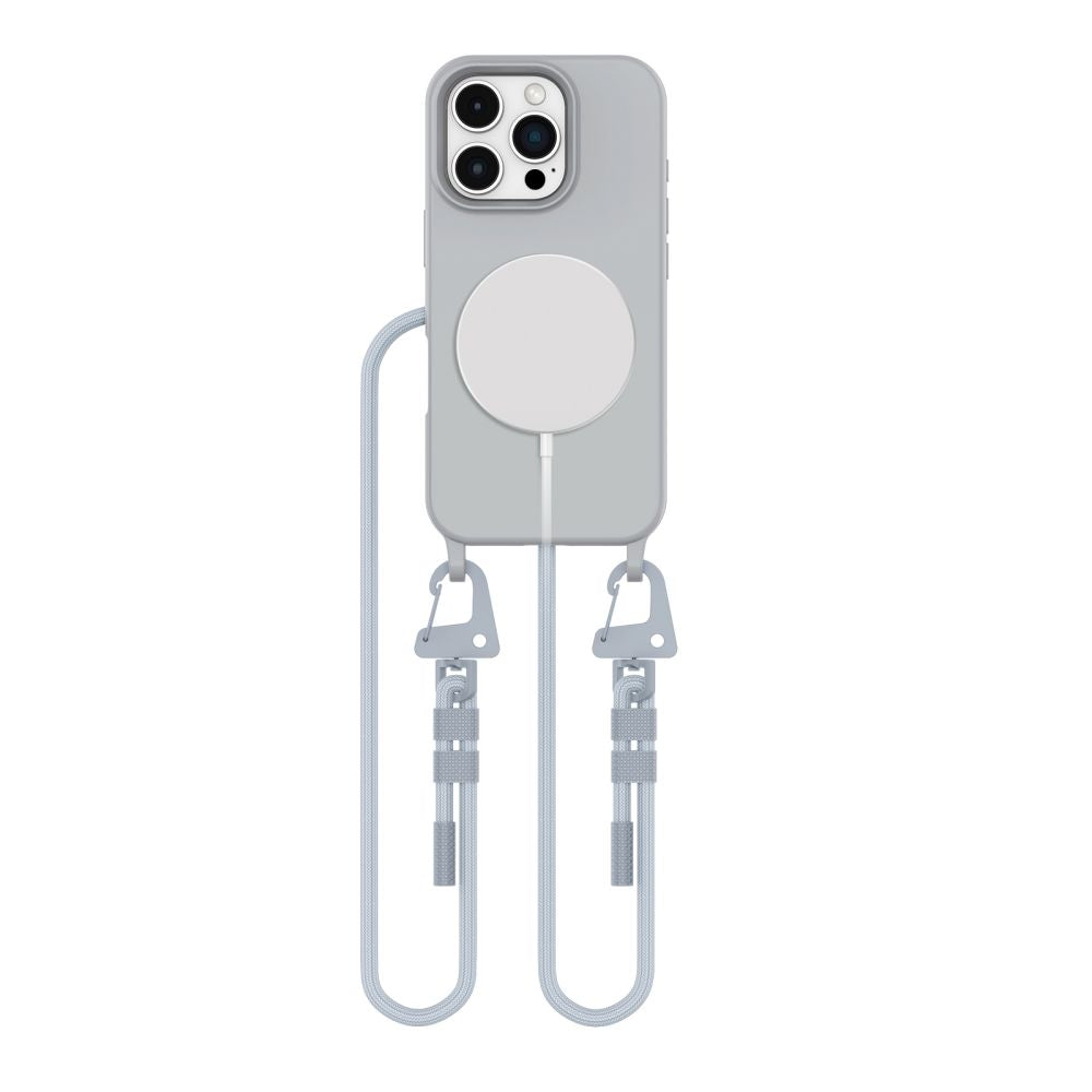 Tech-Protect iPhone 16 Pro Max MagNecklace - MagSafe Θήκη Σιλικόνης TPU με Pυθμιζόμενο Αποσπώμενο Κορδόνι - Crayon Grey
