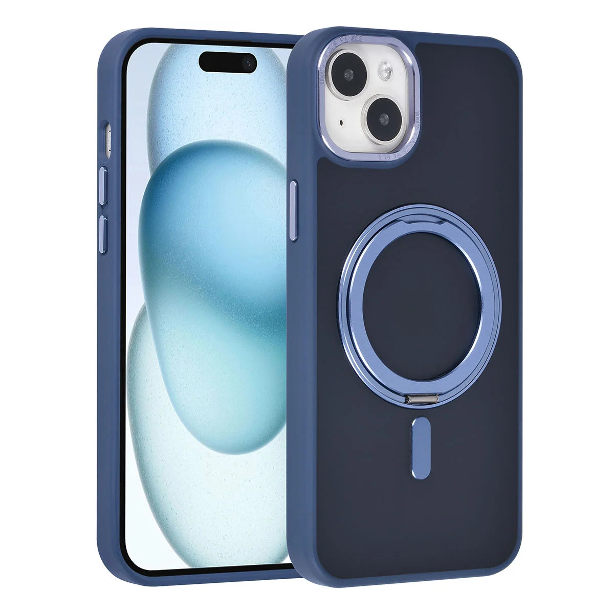 Tuniq iPhone 15 Plus / 14 Plus - Σκληρή MagSafe Θήκη με Περιστρεφόμενο Δαχτυλίδι Συγκράτησης - Μπλε