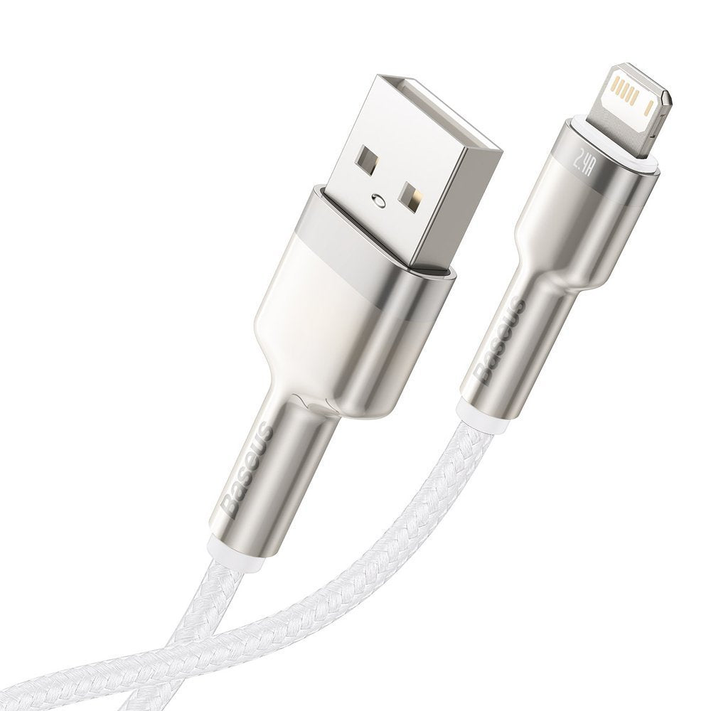 Baseus Cafule Metal Cable Lightning 2.4A - Καλώδιο Δεδομένων και Φόρτισης Lightning 2M - White - CALJK-B02