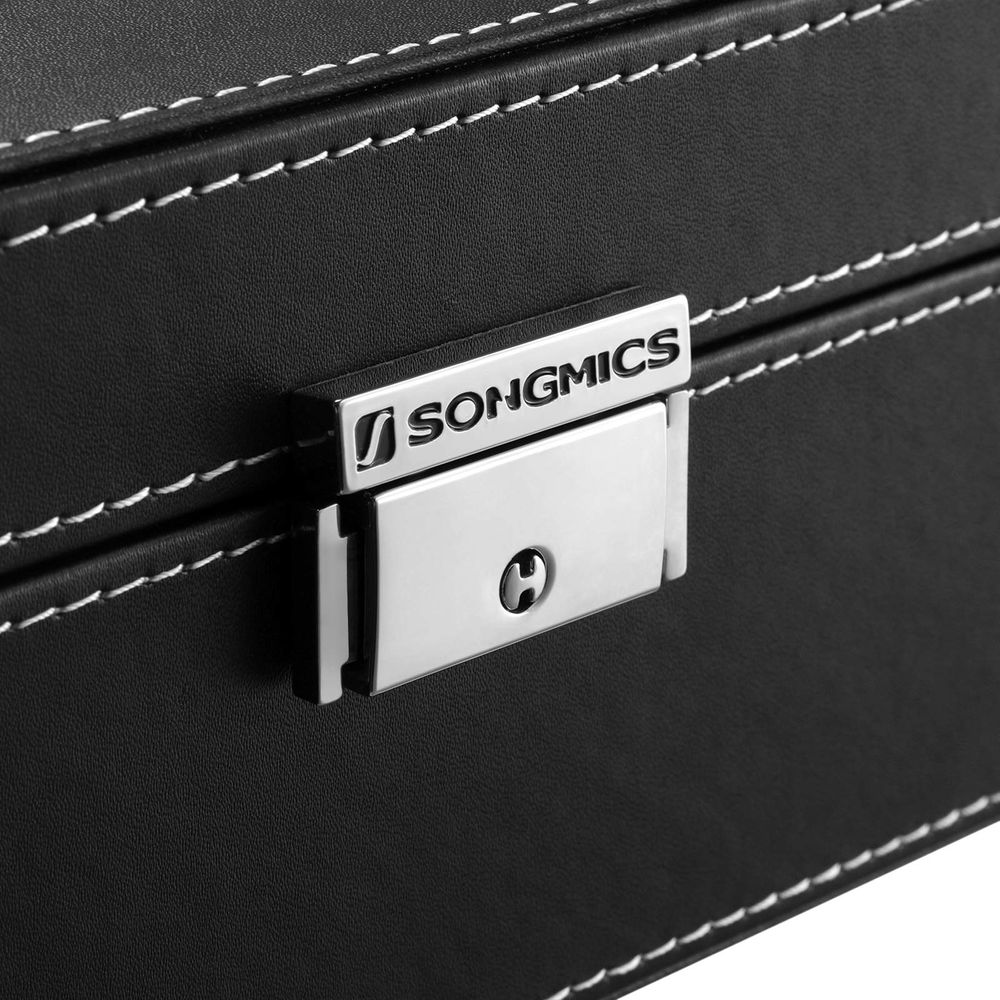 Songmics Κουτί Αποθήκευσης Κοσμημάτων και 8 Ρολογιών με Καθρέφτη - Black - JWB41B