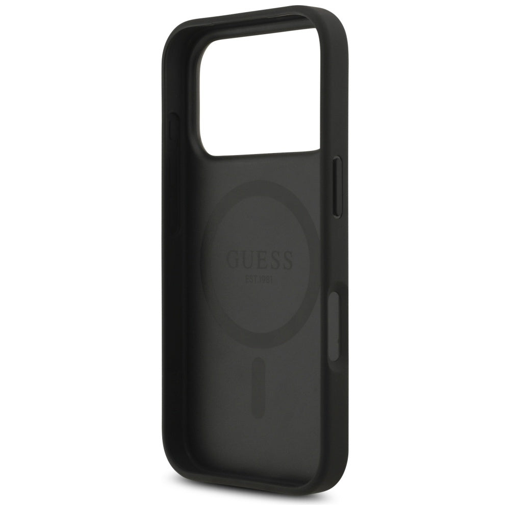 Guess iPhone 17 Pro - 4G Circle Classic Logo MagSafe - Θήκη με Επένδυση Συνθετικού Δέρματος - Black - GUHMP17LP4PGRSGK