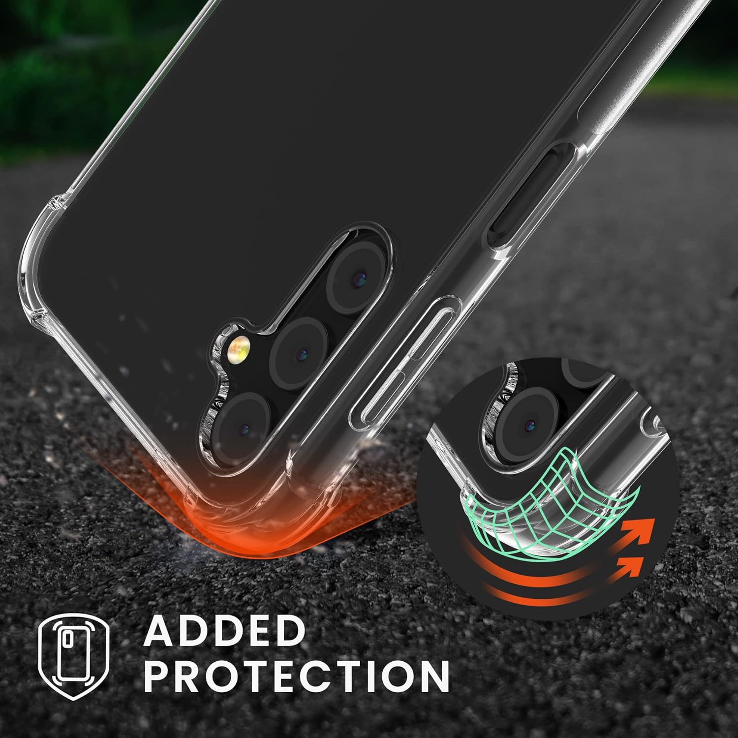 KW Samsung Galaxy A15 4G / A15 5G Θήκη Σιλικόνης TPU με Λουράκι - Διάφανη / Black