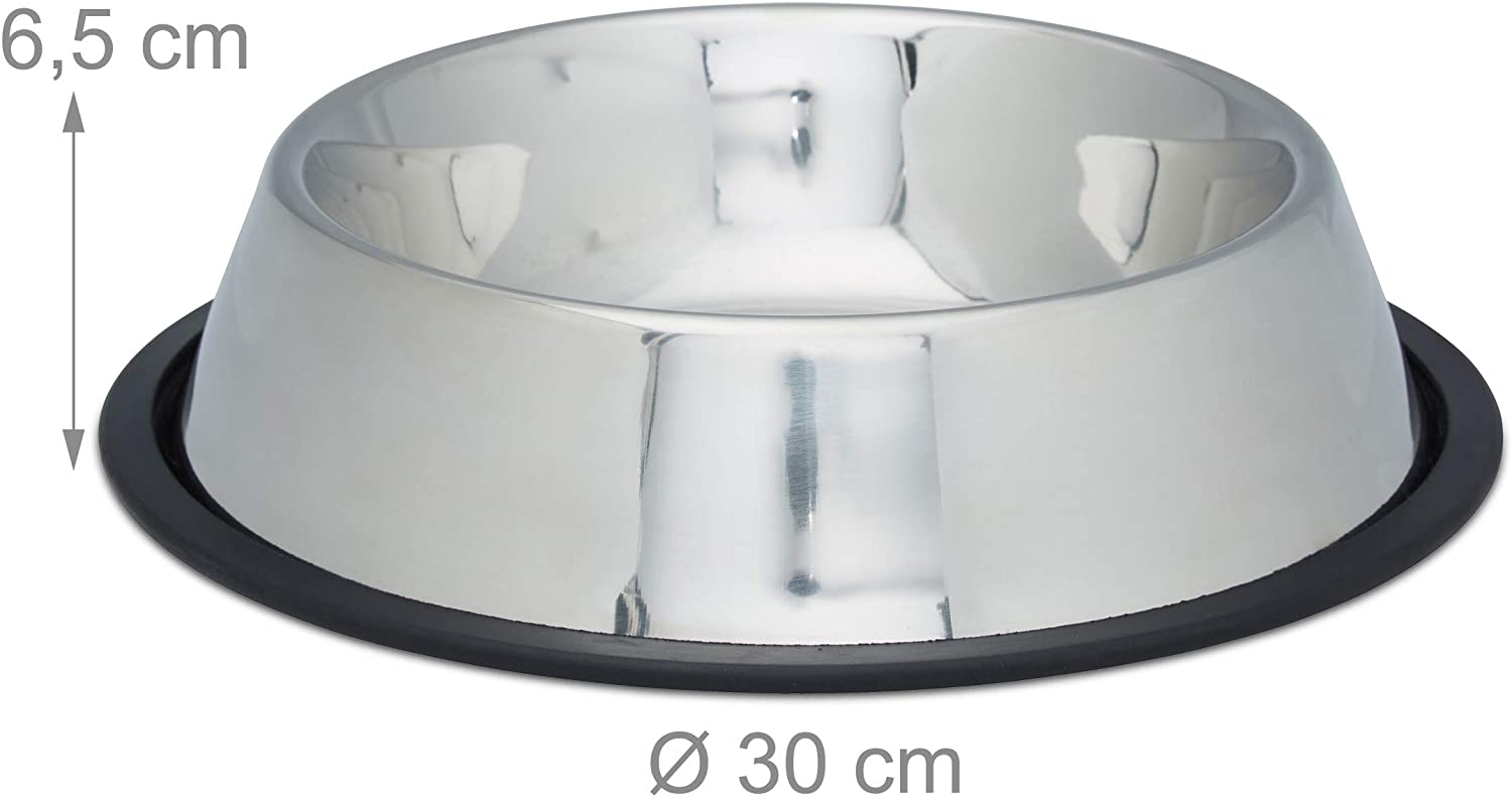 Relaxdays Σετ με 2 Μπολ για Κατοικίδια - 1.25 L - Silver - 4052025947811