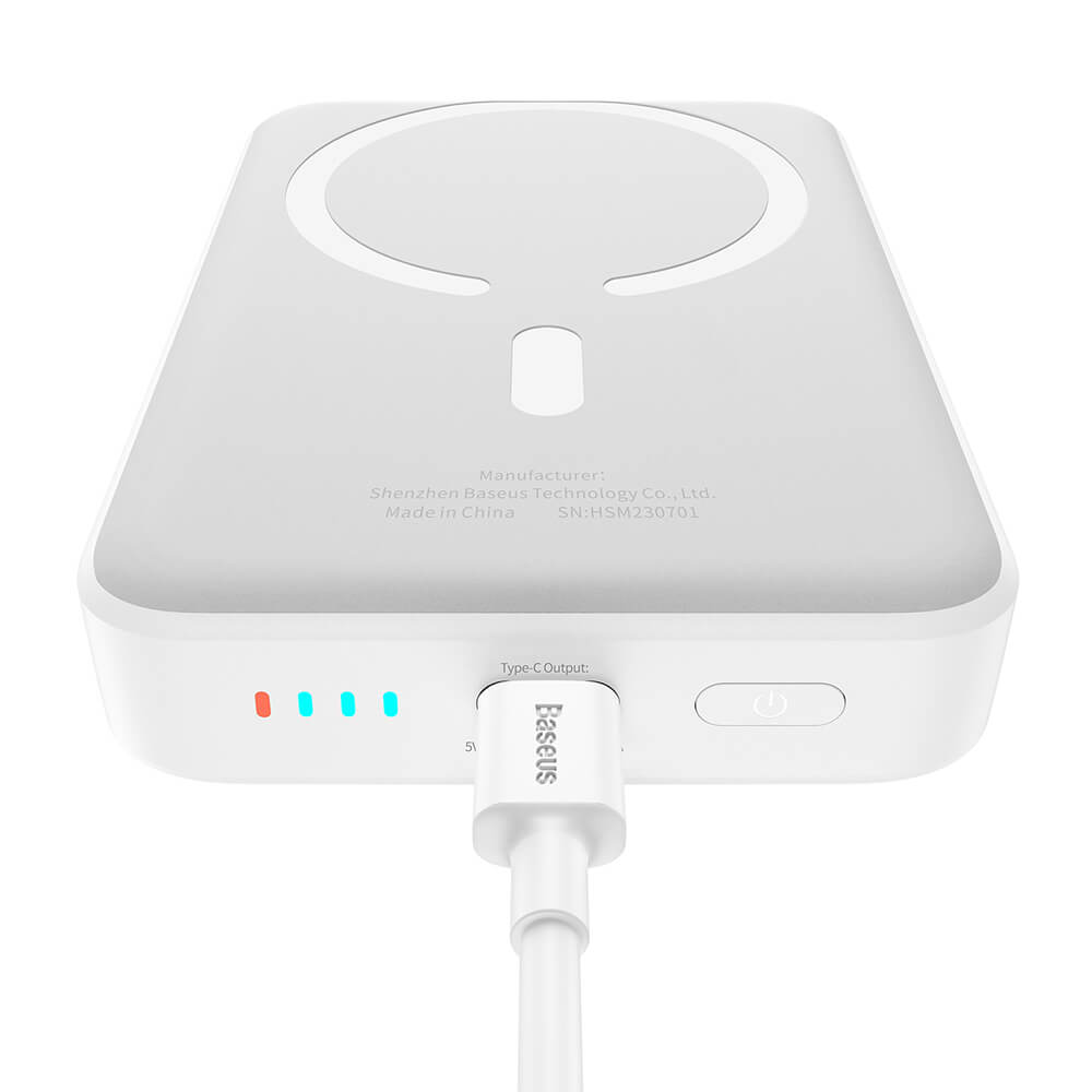 Baseus Mini Air Ασύρματο MagSafe PowerBank 10000mAh 20W με Καλώδιο Type-C to Type-C - White