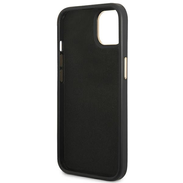 Guess iPhone 14 4G Vintage Gold Logo Σκληρή Θήκη με Πλαίσιο Σιλικόνης - Black - GUHCP14SHG4SHK