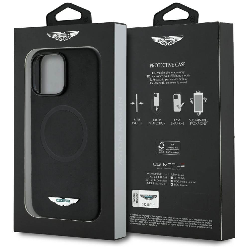 Aston Martin iPhone 16 Pro - HC FW Logo - MagSafe Σκληρή Θήκη με Πλαίσιο Σιλικόνης - Black
