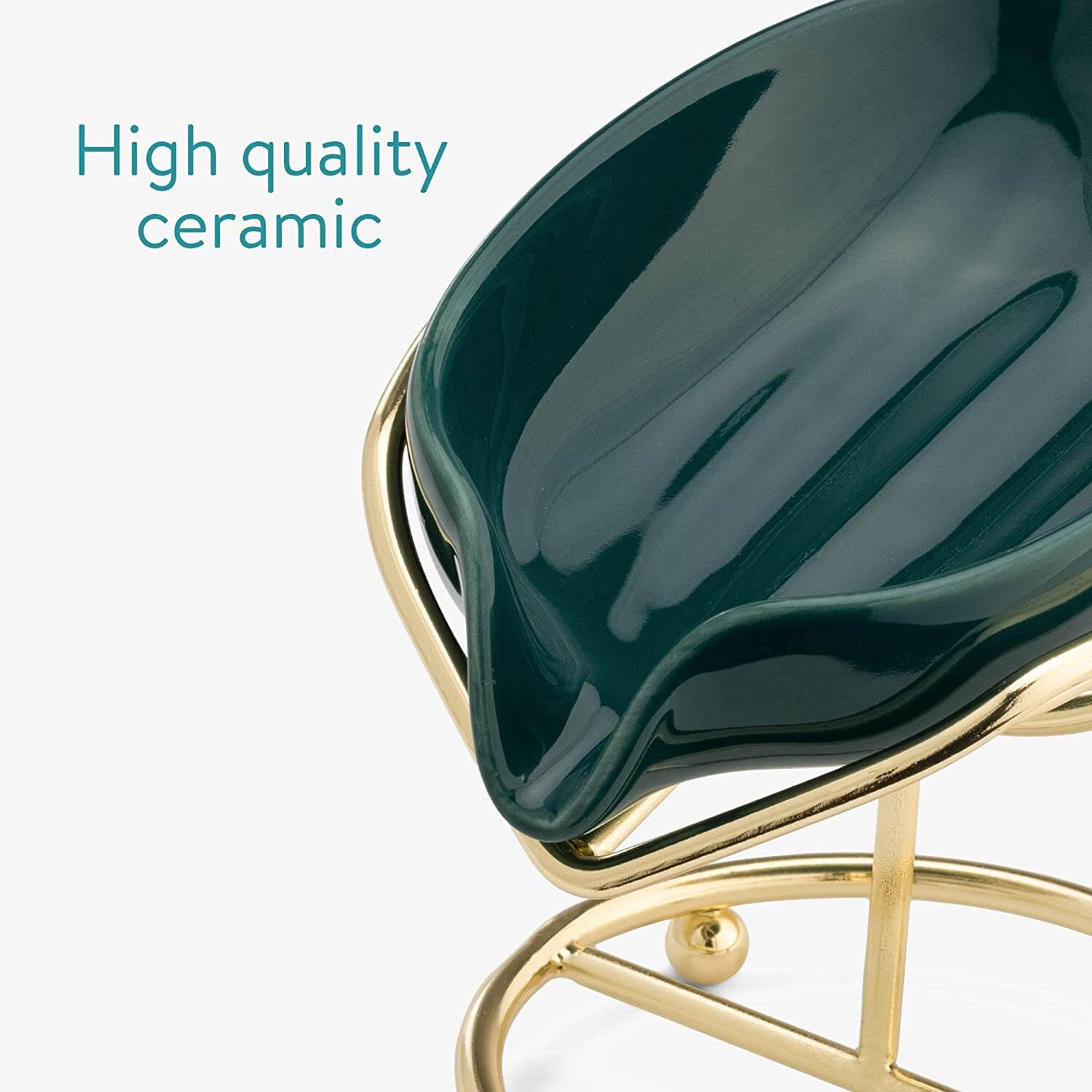 Navaris Κεραμική Σαπουνοθήκη με Μεταλλική Βάση - Green / Gold - 58855.01