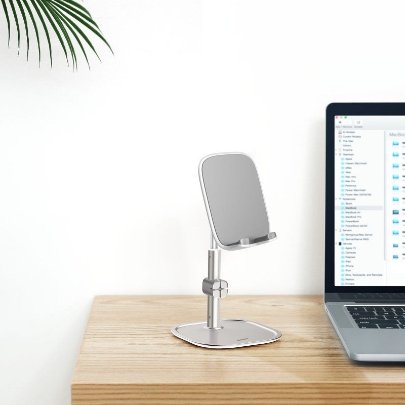 Baseus Literary Youth Desktop Bracket Telescopic Mobile Stand Βάση Στήριξης Κινητών - Silver - SUWY-A0S