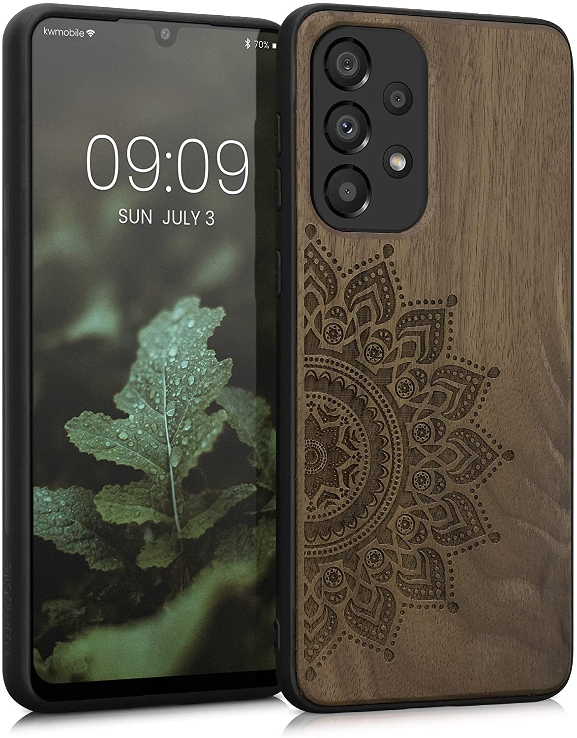 KW Samsung Galaxy A33 5G Θήκη από Φυσικό Ξύλο - Design Rising Sun - Dark Brown - 58316.01